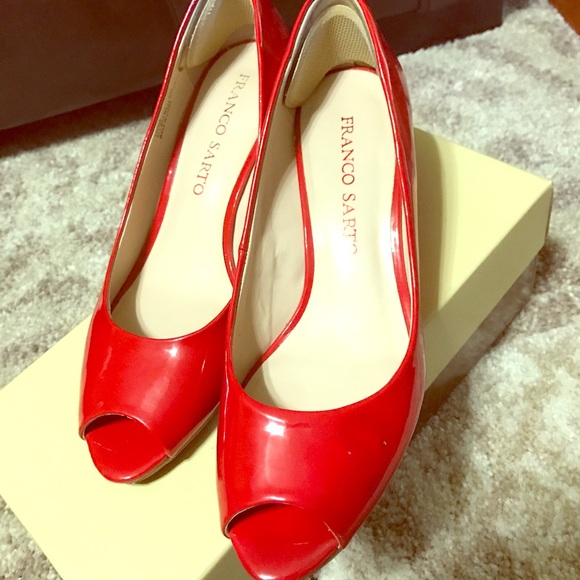 franco sarto red wedges